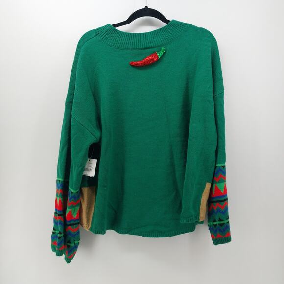 Holiday Time Sz 20 Green Ugly Christmas Sweater Red Pepper - Picture 2 of 16